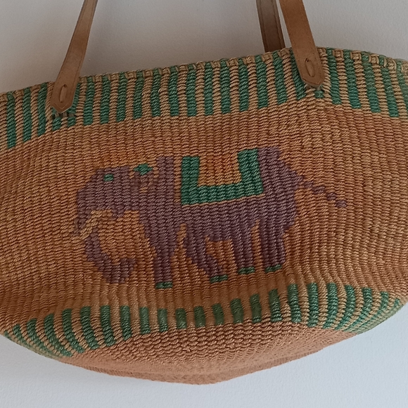 Vintage Sisal Market Shoulder Basket Bag - Picture 2 of 7